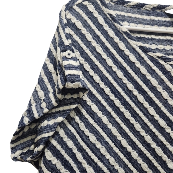 Vintage Emma James Women Size XL Soft Top Cheveron Pattern Casual Classic Navy - Picture 3 of 8